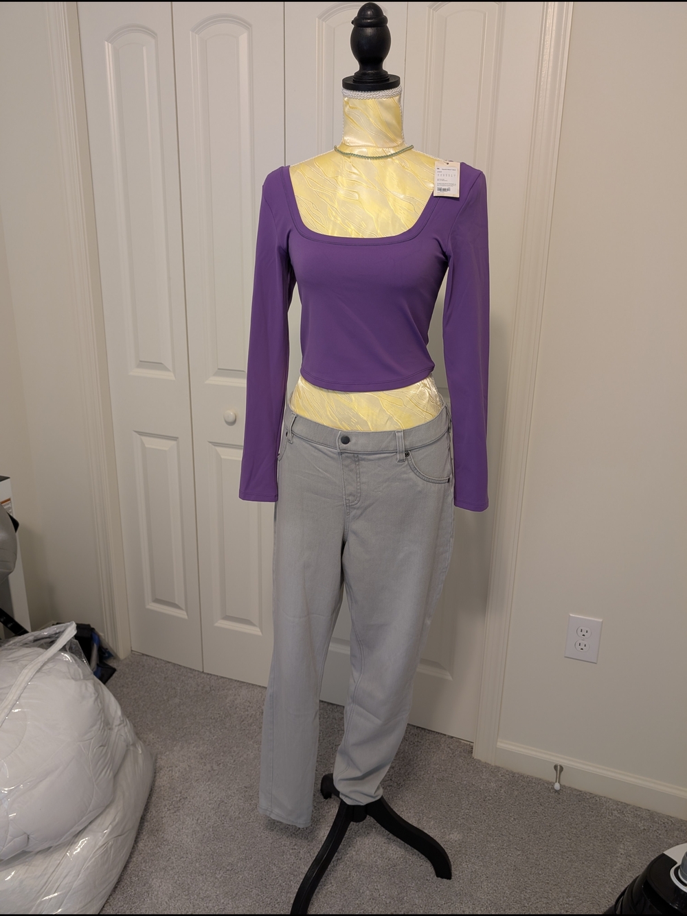 Inlyric Square Neck Crop Top in Royal Lilac